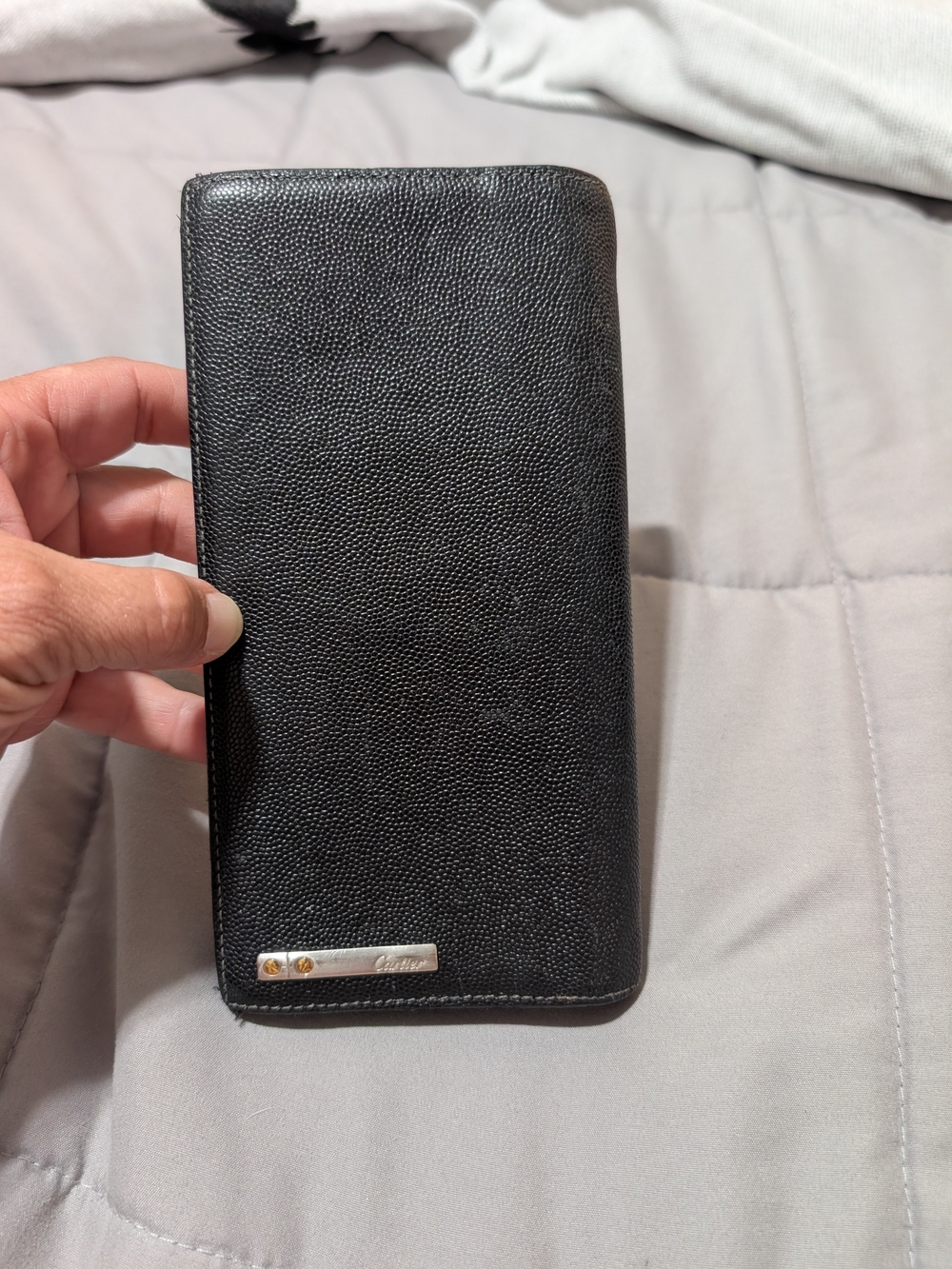 Vintage Cartier Black Men's Leather Pocket Secretary Wallet